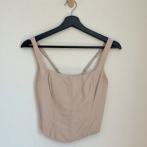 Abercrombie & Fitch Square Neck Corset Top in Beige